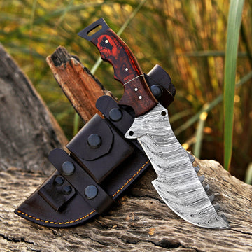 Damascus Tracker Knife With Handle Of Pakka & Rose Wood - Pocket Knife 10 Inch online in US - majesticblades.com